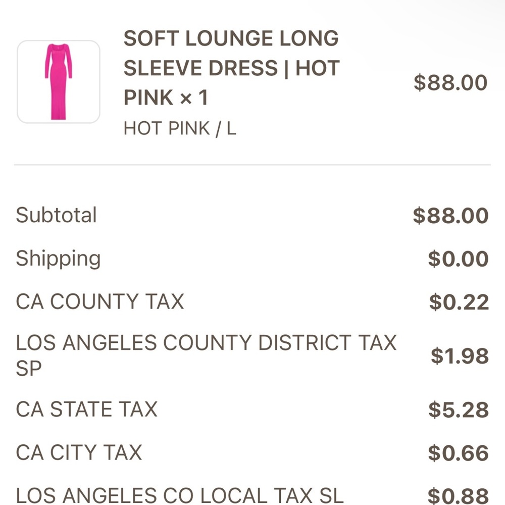 SKIMS soft lounge long sleeve dress (lmtd edition color)